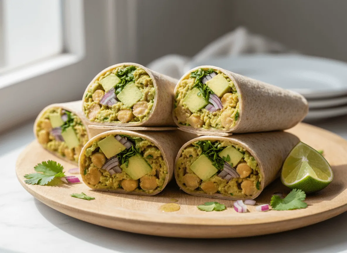 chickpea-avocado-salad-wraps