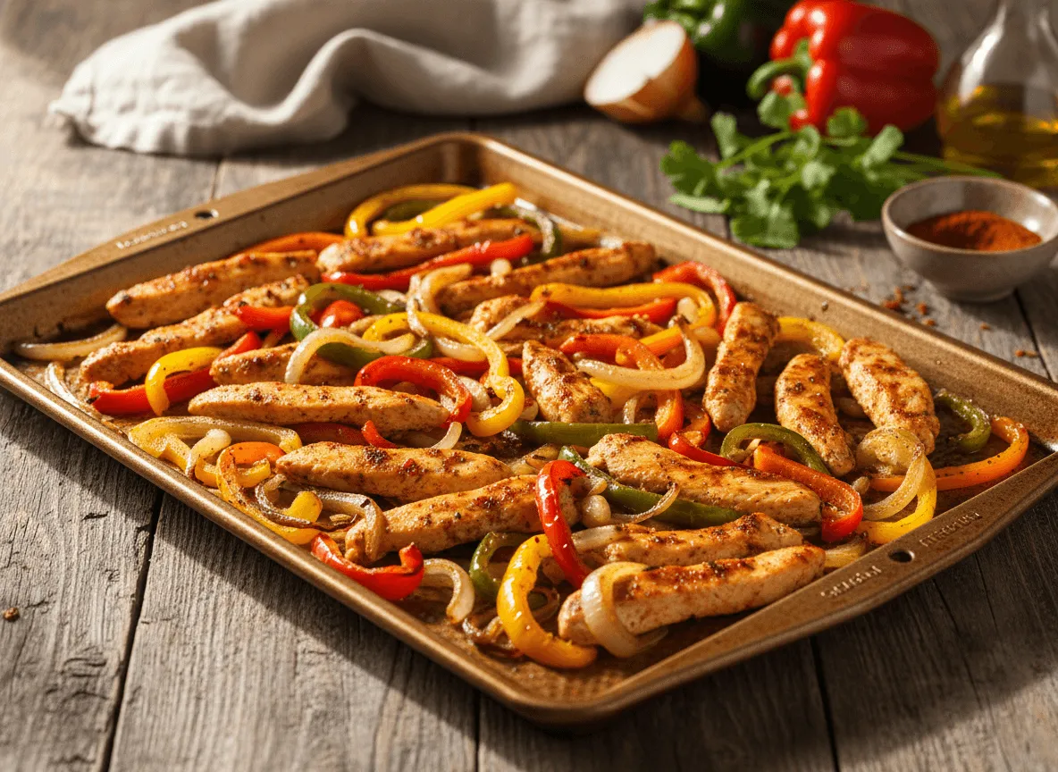 sheet-pan-chicken-fajitas-caramelized-peppers-onions